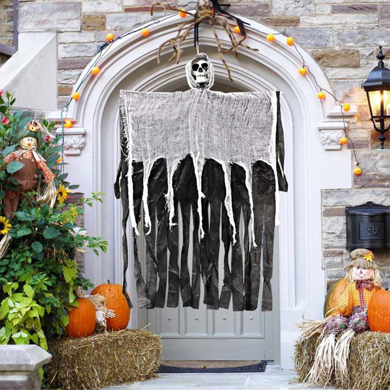 Halloween Skull Gauze Door Hanging - Haunted House Decoration