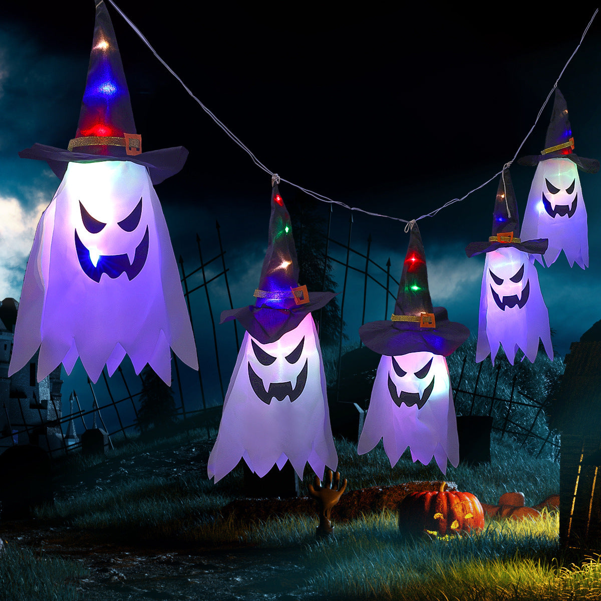 Spooky LED Halloween Ghost Light - Perfect for Parties & Outdoor Decor